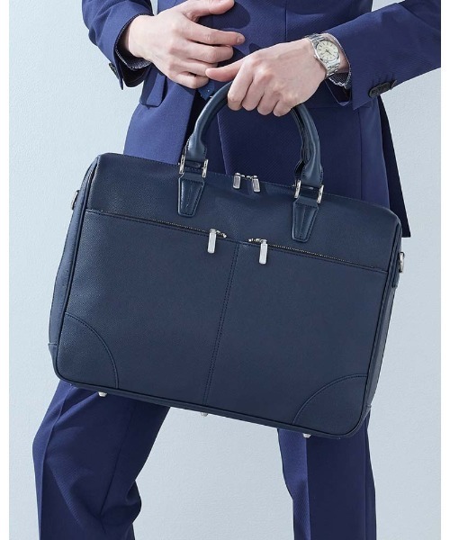 Perfect Suit FActory（パーフェクトスーツファクトリー）の「前ポケット　ビジネスブリーフバッグ　ブラック/ネイビー（ビジネスバッグ・メンズ・ネイビー/ブラック・FREE）」の2枚目の写真