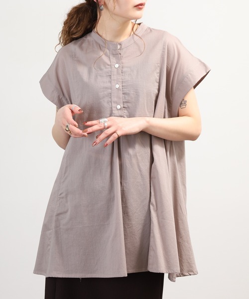 OMNES（オムネス）の「コットンボイル フレンチスリーブフレアシャツ（シャツ/ブラウス・レディース・ホワイト/ベージュ/ブラウン・FREE）」の20枚目の写真