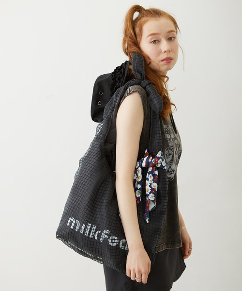 MILKFED.(ミルクフェド)の「SHEER PLAID TOTE(トートバッグ・レディース・ブラック/ライトピンク/ライトブルー・ONE SIZE)」の1枚目の写真