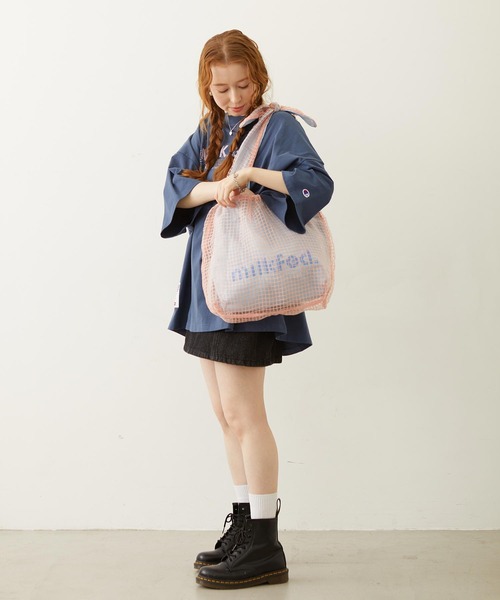 MILKFED.(ミルクフェド)の「SHEER PLAID TOTE(トートバッグ・レディース・ブラック/ライトピンク/ライトブルー・ONE SIZE)」の12枚目の写真
