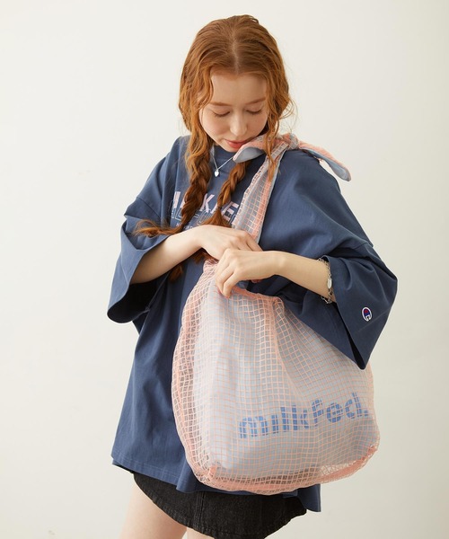 MILKFED.(ミルクフェド)の「SHEER PLAID TOTE(トートバッグ・レディース・ブラック/ライトピンク/ライトブルー・ONE SIZE)」の8枚目の写真