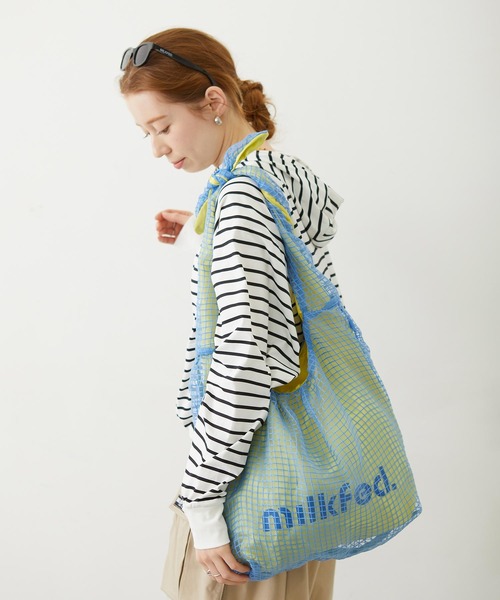 MILKFED.(ミルクフェド)の「SHEER PLAID TOTE(トートバッグ・レディース・ブラック/ライトピンク/ライトブルー・ONE SIZE)」の14枚目の写真