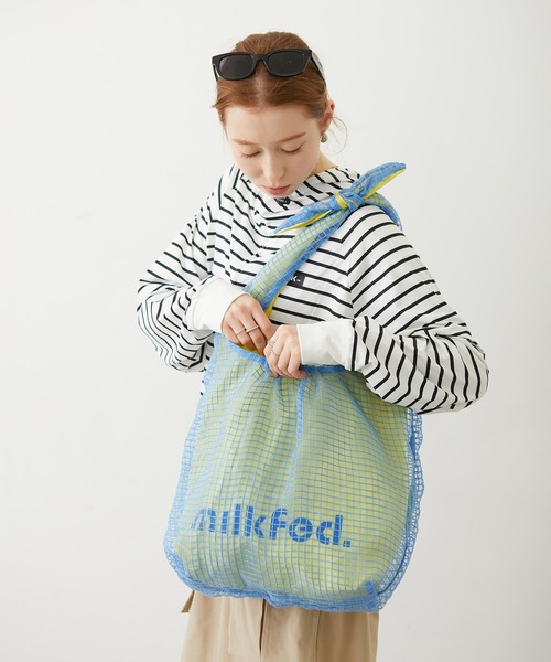 MILKFED.(ミルクフェド)の「SHEER PLAID TOTE(トートバッグ・レディース・ブラック/ライトピンク/ライトブルー・ONE SIZE)」の15枚目の写真