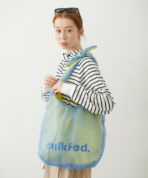 MILKFED.(ミルクフェド)の「SHEER PLAID TOTE(トートバッグ・レディース・ブラック/ライトピンク/ライトブルー・ONE SIZE)」の16枚目の写真