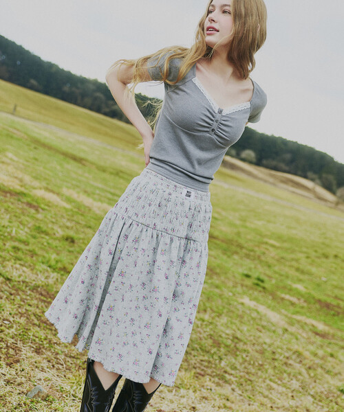 MARY QUANT × PUBLUX/マリークワント ギャザー ミディ丈 スカート 限定