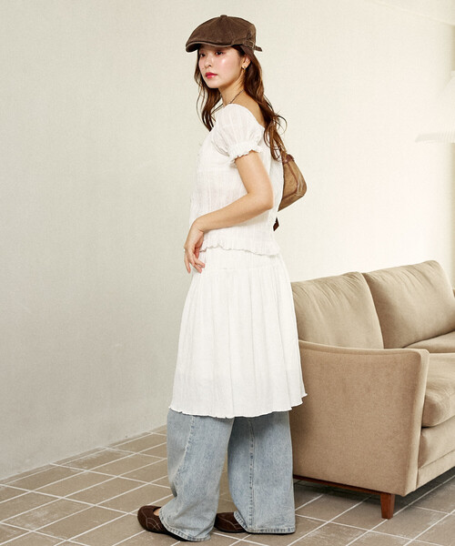 MARY QUANT(マリークワント)の「MARY QUANT × PUBLUX/マリークワント ギャザー ミディ丈 スカート 限定展開(スカート・レディース・オフホワイト/その他16/ブラック・フリ-)」の11枚目の写真