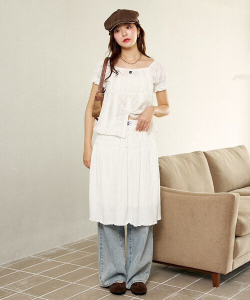 MARY QUANT × PUBLUX/マリークワント ギャザー ミディ丈 スカート 限定