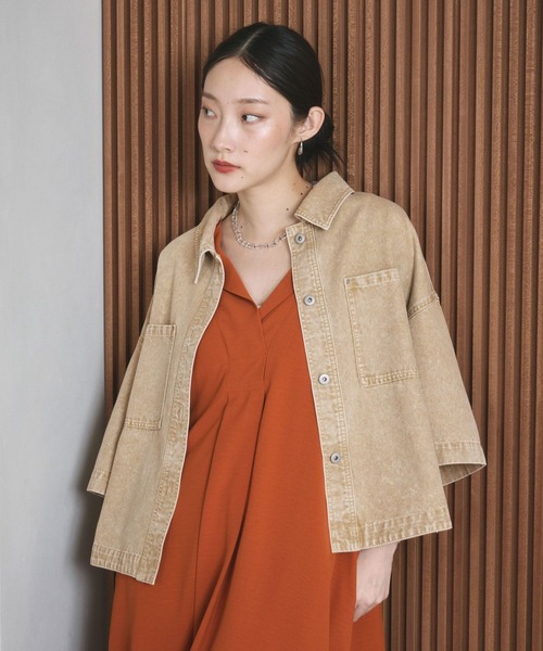 LEPSIM(レプシィム)の「デニムBIGショートシャツ/SS 639529(シャツ/ブラウス・レディース・パープル/ベージュ/ライム/ブルー/ライトブルー/グリーン系その他・FREE)」の1枚目の写真