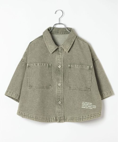 LEPSIM(レプシィム)の「デニムBIGショートシャツ/SS 639529(シャツ/ブラウス・レディース・パープル/ベージュ/ライム/ブルー/ライトブルー/グリーン系その他・FREE)」の3枚目の写真