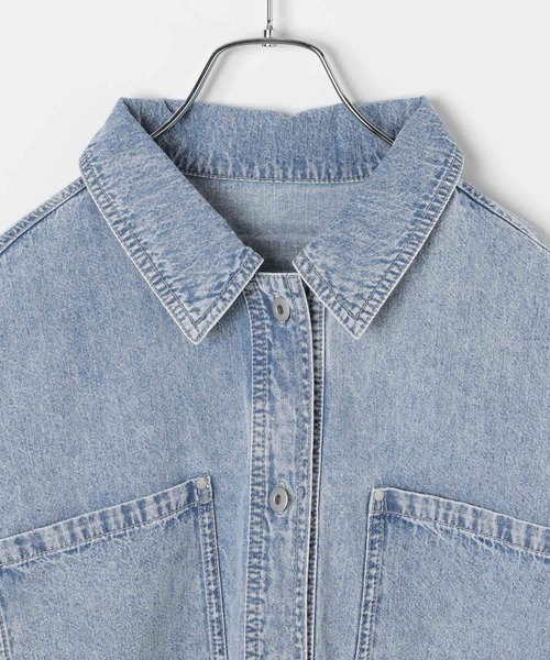 LEPSIM(レプシィム)の「デニムBIGショートシャツ/SS 639529(シャツ/ブラウス・レディース・パープル/ベージュ/ライム/ブルー/ライトブルー/グリーン系その他・FREE)」の15枚目の写真