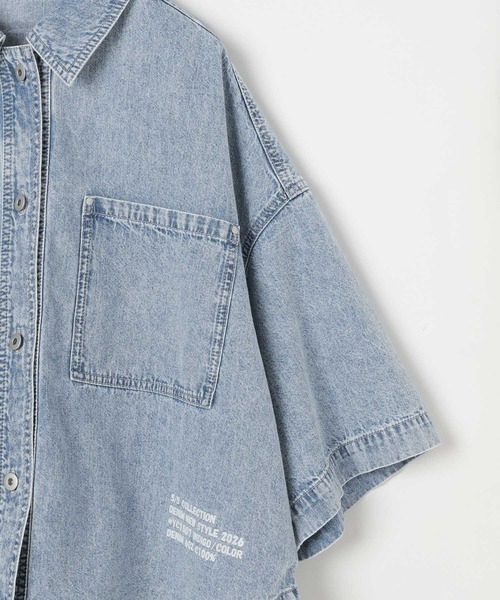 LEPSIM(レプシィム)の「デニムBIGショートシャツ/SS 639529(シャツ/ブラウス・レディース・パープル/ベージュ/ライム/ブルー/ライトブルー/グリーン系その他・FREE)」の16枚目の写真