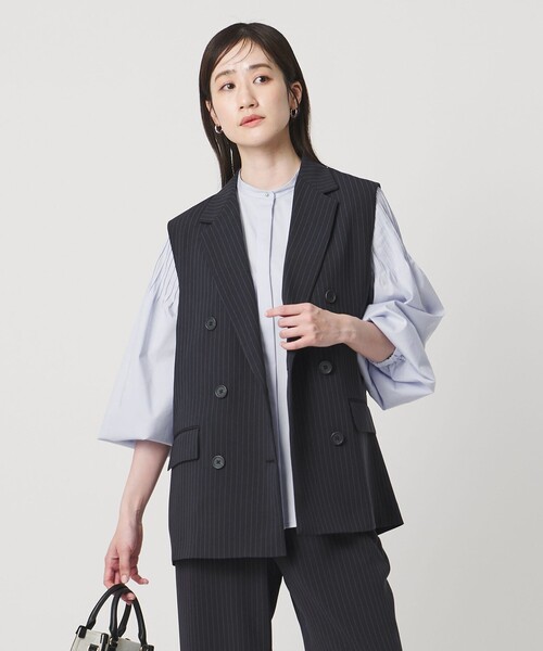 UNITED ARROWS（ユナイテッドアローズ）の「Drapy ピンストライプ テーラード ミドル ベスト（ベスト・レディース・その他1・36/38）」の3枚目の写真
