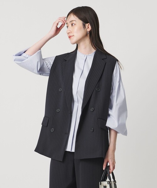 UNITED ARROWS（ユナイテッドアローズ）の「Drapy ピンストライプ テーラード ミドル ベスト（ベスト・レディース・その他1・36/38）」の4枚目の写真