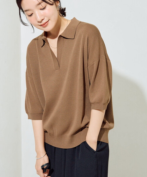 セール】限定展開 半袖 ポロ襟 スキッパー サマーニット（ニット