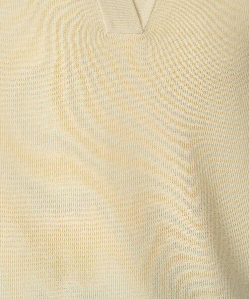 FREAK'S STORE（フリークスストア）の「限定展開　<接触冷感>半袖 ポロ襟 スキッパー サマーニット（ニット/セーター・レディース・ネイビー/モカ/ベージュ/レッド/ブラウン/ブラック/ナチュラル/レモンイエロー/グリーン・ﾌﾘ-）」の17枚目の写真