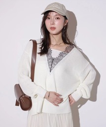 Mystrada（マイストラーダ）の「Vネックレースライトプルオーバー（ニット/セーター）」