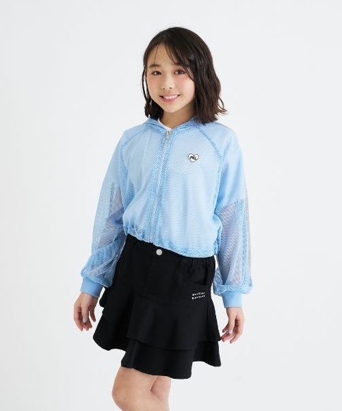 PINK-latte（ピンクラテ）の「【セットアイテム】メッシュパーカー＋半袖Tシャツ（パーカー・キッズ・ブラック/サックスブルー/オフホワイト・130cm/120cm/150cm/160cm/140cm）」の3枚目の写真