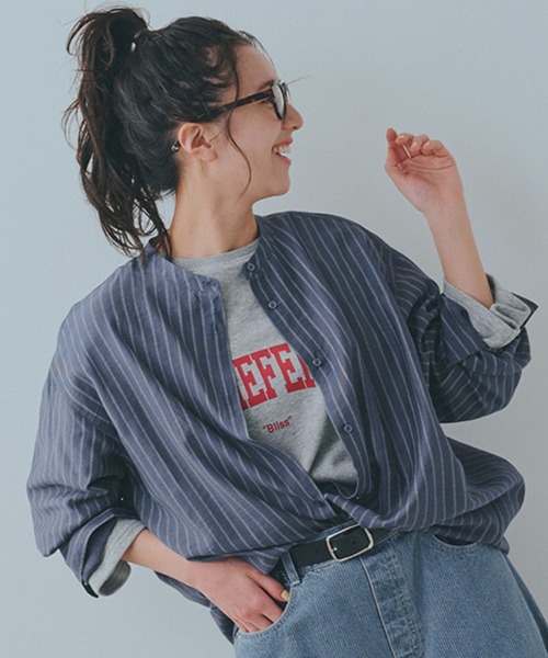 studio CLIP(スタディオクリップ)の「マルチWAYキャミソールセットシャツ(シャツ/ブラウス・レディース・ネイビー/ライトベージュ/オフホワイト・FREE)」の1枚目の写真