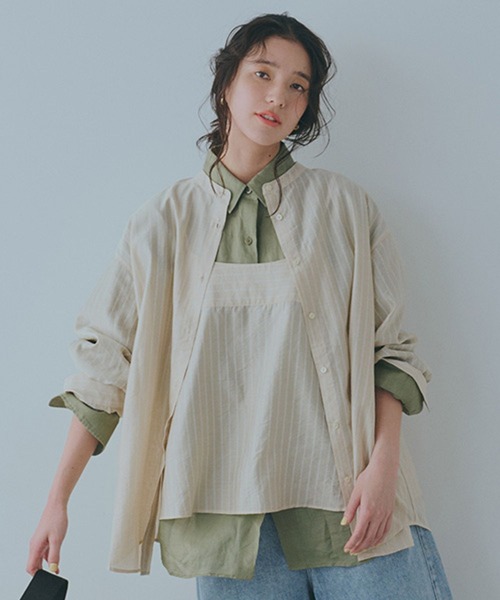 studio CLIP(スタディオクリップ)の「マルチWAYキャミソールセットシャツ(シャツ/ブラウス・レディース・ネイビー/ライトベージュ/オフホワイト・FREE)」の3枚目の写真