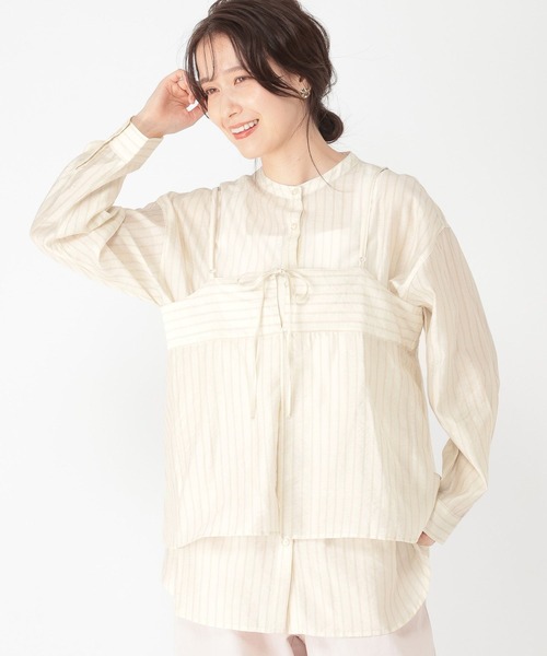 studio CLIP(スタディオクリップ)の「マルチWAYキャミソールセットシャツ(シャツ/ブラウス・レディース・ネイビー/ライトベージュ/オフホワイト・FREE)」の14枚目の写真