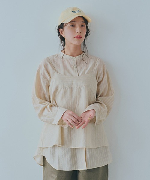 studio CLIP(スタディオクリップ)の「マルチWAYキャミソールセットシャツ(シャツ/ブラウス・レディース・ネイビー/ライトベージュ/オフホワイト・FREE)」の21枚目の写真