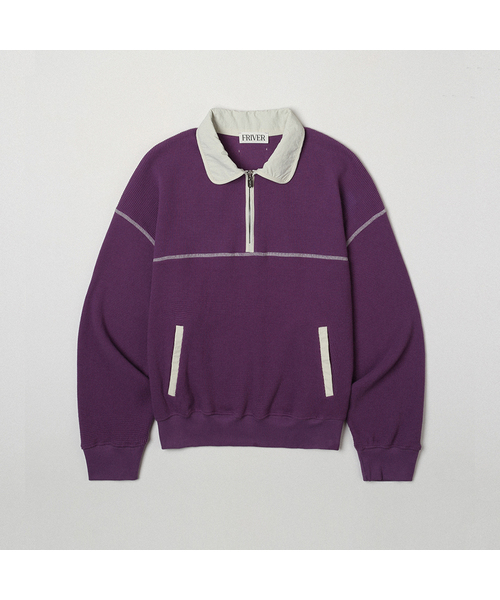 Waffle half zip-up sweatshirt [FRSP05LT10] — фиолетовый свитшот с молнией