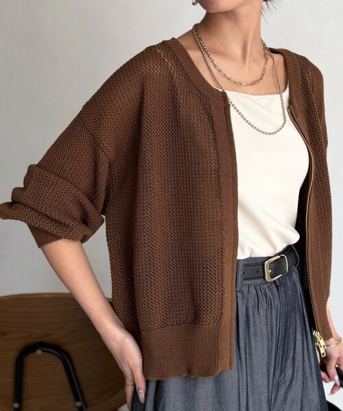 Chez toi（シェトワ）の「メッシュジップブルゾン（ブルゾン・レディース・ホワイト/ブラウン/ブラック・FREE）」の3枚目の写真