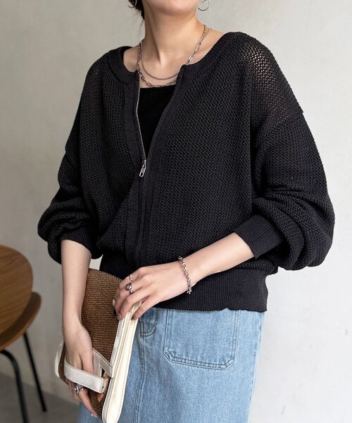 Chez toi（シェトワ）の「メッシュジップブルゾン（ブルゾン・レディース・ホワイト/ブラウン/ブラック・FREE）」の2枚目の写真