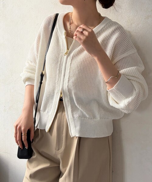 Chez toi（シェトワ）の「メッシュジップブルゾン（ブルゾン・レディース・ホワイト/ブラウン/ブラック・FREE）」の4枚目の写真