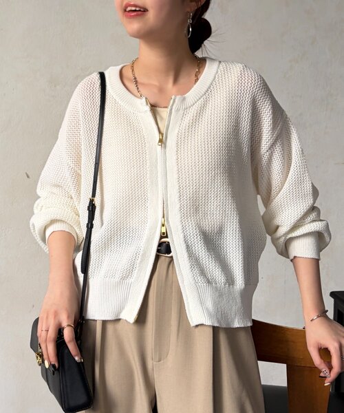 Chez toi（シェトワ）の「メッシュジップブルゾン（ブルゾン・レディース・ホワイト/ブラウン/ブラック・FREE）」の5枚目の写真