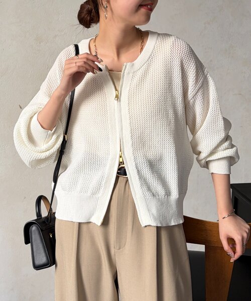 Chez toi（シェトワ）の「メッシュジップブルゾン（ブルゾン・レディース・ホワイト/ブラウン/ブラック・FREE）」の6枚目の写真