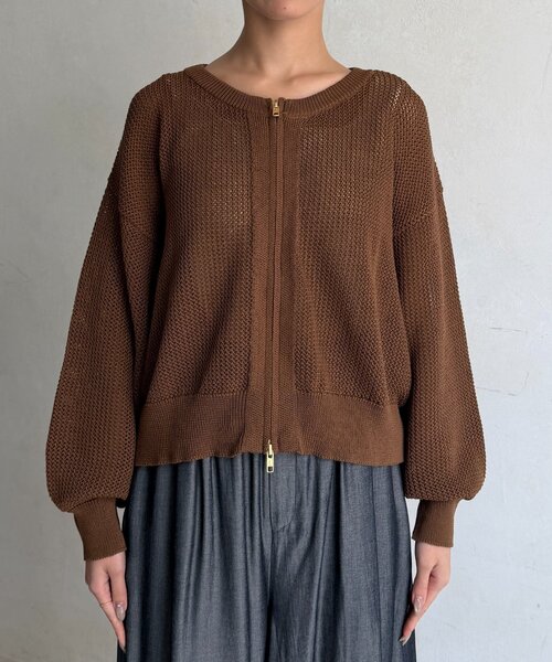 Chez toi(シェトワ)の「【体型カバーも叶う】メッシュジップブルゾン(カーディガン/ボレロ・レディース・ホワイト/ブラウン/ブラック・FREE)」の9枚目の写真