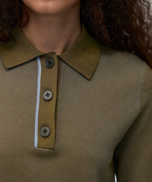 BACCA（バッカ）の「ダブルカラーピケ ミニポロカラーハーフスリーブ（ポロシャツ・レディース・ネイビー/カーキ・S）」の7枚目の写真