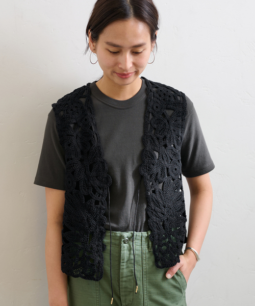 FRAMeWORK（フレームワーク）の「≪追加≫コットンレースエンブロイダリーVEST（その他アウター・レディース・ブラック/アイボリー・FREE）」の10枚目の写真