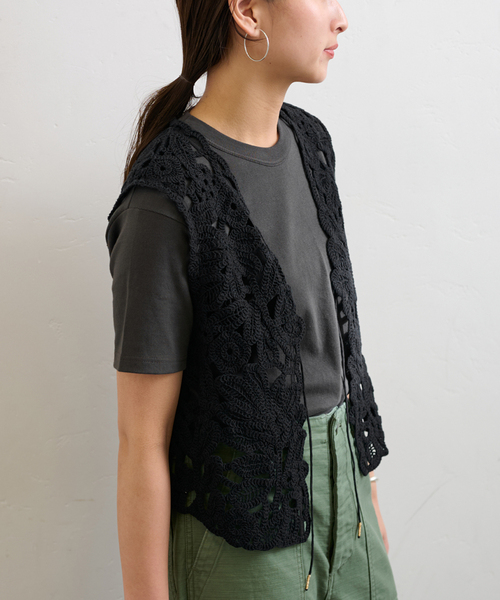 FRAMeWORK（フレームワーク）の「≪追加≫コットンレースエンブロイダリーVEST（その他アウター・レディース・ブラック/アイボリー・FREE）」の13枚目の写真