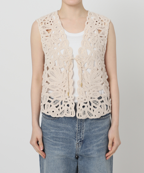 FRAMeWORK（フレームワーク）の「≪追加≫コットンレースエンブロイダリーVEST（その他アウター・レディース・ブラック/アイボリー・FREE）」の4枚目の写真