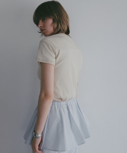 MANOF(マノフ)の「BASIC TULLE T-SHIRTS(Tシャツ/カットソー・レディース・アイボリー/ブラック/ピンク・F)」の12枚目の写真