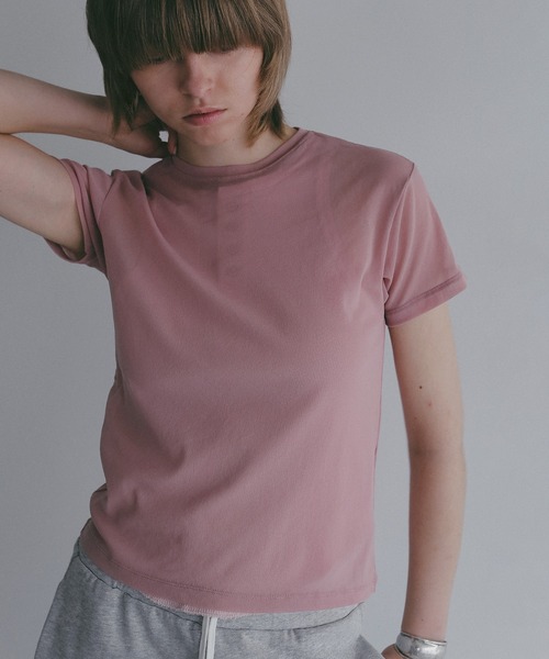 MANOF(マノフ)の「BASIC TULLE T-SHIRTS(Tシャツ/カットソー・レディース・アイボリー/ブラック/ピンク・F)」の14枚目の写真