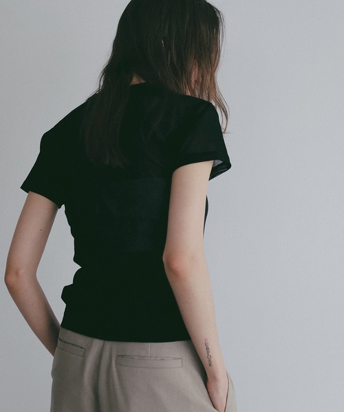 MANOF(マノフ)の「BASIC TULLE T-SHIRTS(Tシャツ/カットソー・レディース・アイボリー/ブラック/ピンク・F)」の19枚目の写真