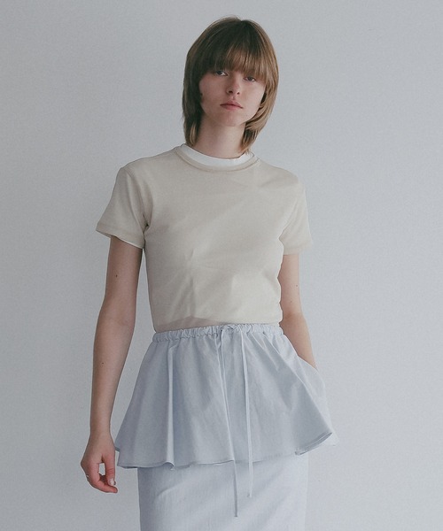 MANOF(マノフ)の「BASIC TULLE T-SHIRTS(Tシャツ/カットソー・レディース・アイボリー/ブラック/ピンク・F)」の9枚目の写真