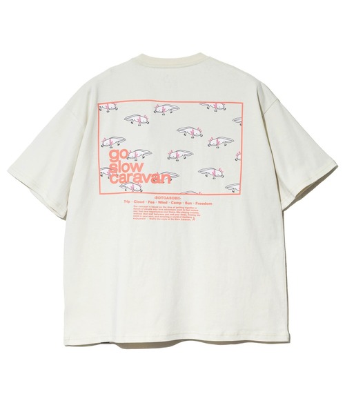 go slow caravan（ゴースローキャラバン）の「USA/C スクエアLOGO バックプリント ゆったりTEE（Tシャツ/カットソー・メンズ・ブラック/アイボリー/コーラルピンク/ホワイト/ラベンダー・X-LARGE/MEDIUM/LARGE）」の13枚目の写真