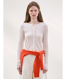 v-neck ribbed button top (ivory)