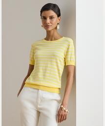 LAUREN RALPH LAUREN | ストライプド コットン ショートスリーブ セーター(ニット/セーター)