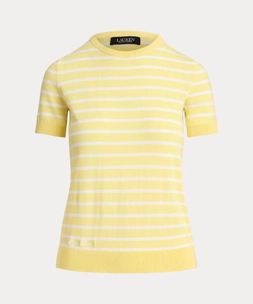 LAUREN RALPH LAUREN（ローレン ラルフ ローレン）の「ストライプド コットン ショートスリーブ セーター（ニット/セーター・レディース・ホワイト・S/M）」の8枚目の写真