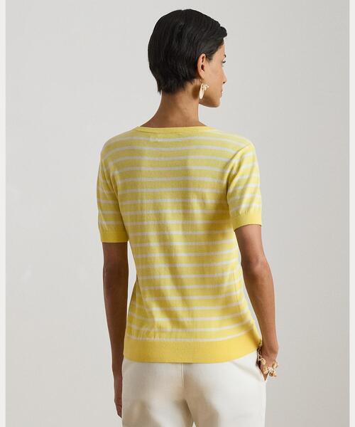 LAUREN RALPH LAUREN（ローレン ラルフ ローレン）の「ストライプド コットン ショートスリーブ セーター（ニット/セーター・レディース・ホワイト・S/M）」の6枚目の写真