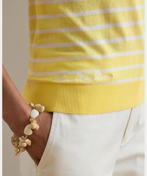 LAUREN RALPH LAUREN（ローレン ラルフ ローレン）の「ストライプド コットン ショートスリーブ セーター（ニット/セーター・レディース・ホワイト・S/M）」の5枚目の写真