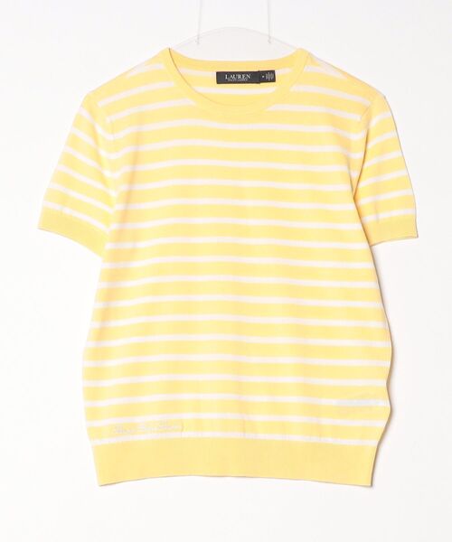 LAUREN RALPH LAUREN（ローレン ラルフ ローレン）の「ストライプド コットン ショートスリーブ セーター（ニット/セーター・レディース・ホワイト・S/M）」の3枚目の写真