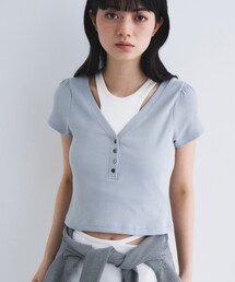 CODE A（コードエー）の「M everyday rib button tee（Tシャツ/カットソー）」