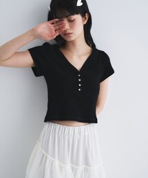 CODE A（コードエー）の「M everyday rib button tee（Tシャツ/カットソー）」