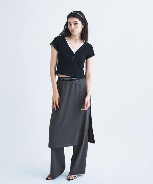 CODE A（コードエー）の「M everyday rib button tee（Tシャツ/カットソー・レディース・ライトブルー/ブラウン系その他/ブラック/ライトグリーン/ホワイト/グレー・00）」の13枚目の写真